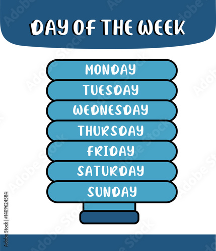 Cute colorful poster template timetable education a gallon with the word's day of the week
