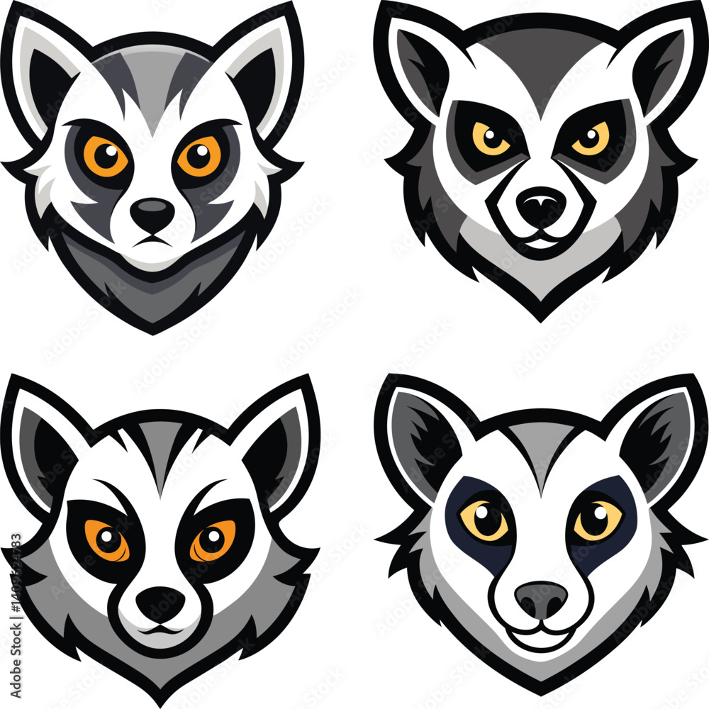 Obraz premium Lemur head mascot logo design vector