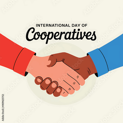 International Day of Cooperatives Vector Design with Handshake in Red