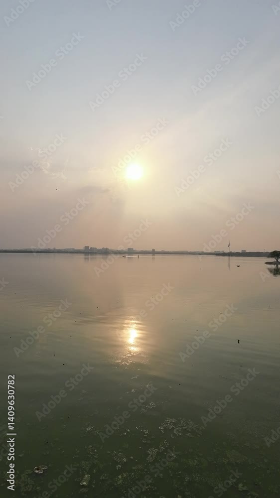 Sunset Reflecting On Calm Tranquil Lake During The Sunset Time Vertical Video Sunset Reflecting On Calm Tranquil Lake During The Sunset Time Vertical Video