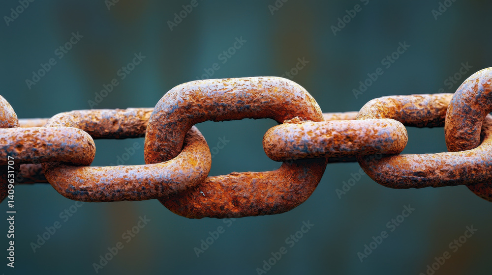 Rusty metal chain links in close up detail Rusty metal chain links in close up detail