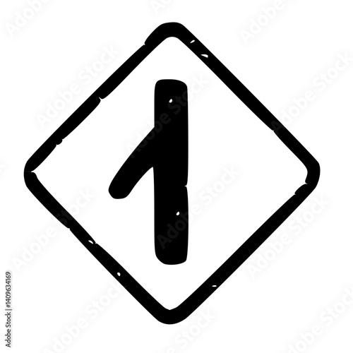 Side Road Junction Sign Hand Drawn Style