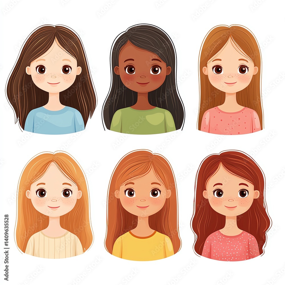 Adorable Girls Portraits Diverse Hair and Skin Tones,Smiling Faces,Cheerful Expressions Adorable Girls Portraits Diverse Hair and Skin Tones,Smiling Faces,Cheerful Expressions