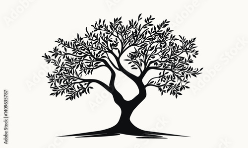 Minimalist Olive Tree Silhouette Icon in SVG Vector Style for Nature and Design Projects