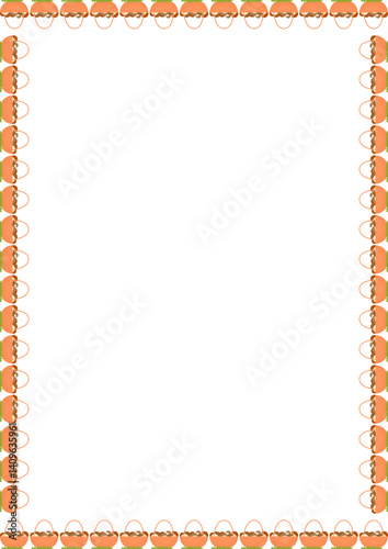 Mushrooms in the basket frame. Hello autumn, thanksgiving decoration. Frame with empty space