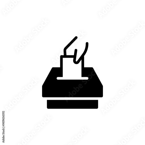 Hand placing a ballot paper into a voting box. Symbolizes voting, democracy, election, and civic participation.