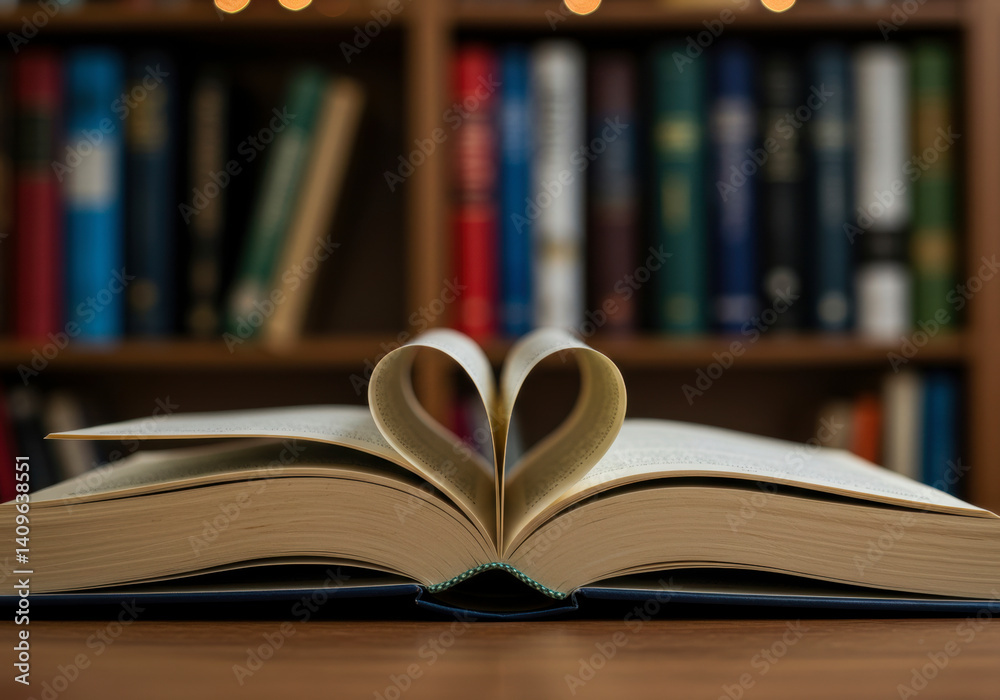 Fototapeta premium A Heart Shaped Book: An Image of Love for Reading, Literature, and Knowledge - World Book Day