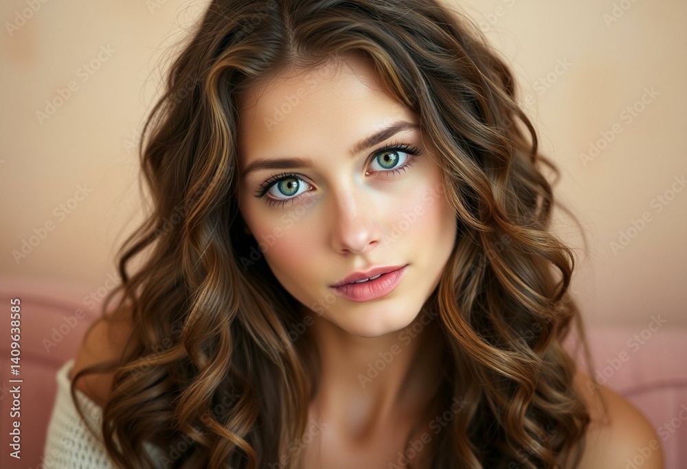 Fototapeta premium Photorealistic natural light portrait of a young woman