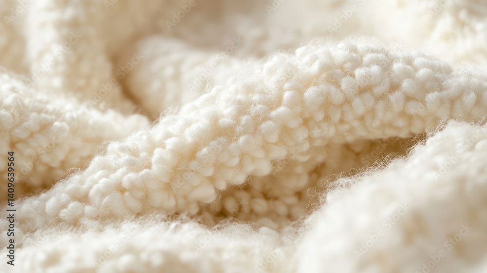 Closeup view of soft, textured cream-colored fleece fabric. Closeup view of soft, textured cream-colored fleece fabric.