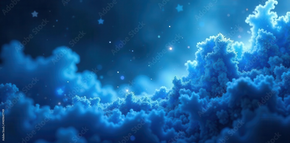 Obraz premium Ethereal blue dust swirls, softly illuminated , cosmic, nebula