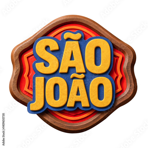 Selo 3D temático de São João com estilo festivo