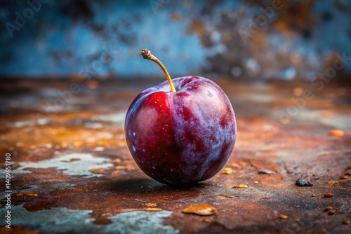 Urban Decay Plums: Grungy Still Life Photography, Isolated Fruit, White Background, Edgy Food Photo