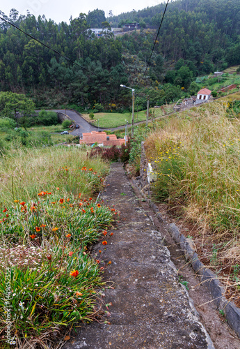 Obraz na płótnie Stairs in Camacha mountainous town in municipality of Santa Cruz, Madeira Island, Portugal w salonie