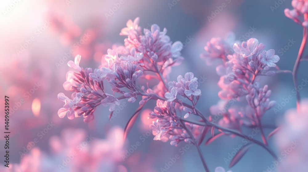 Delicate pink flowers bathed in morning light. Delicate pink flowers bathed in morning light.