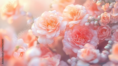 Delicate blush roses in a soft, golden light.