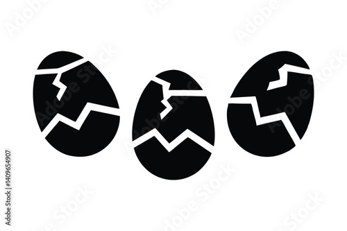 Hatching Egg Silhouette Set: Symbol of Birth and Emergence