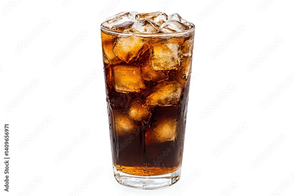 A tall glass filled with ice cubes on a white background A tall glass filled with ice cubes on a white background
