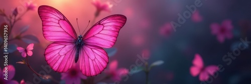 Wallpaper Mural Showy pink butterfly isolated Vivid color, pristine background , elegant, texture, bright pink Torontodigital.ca