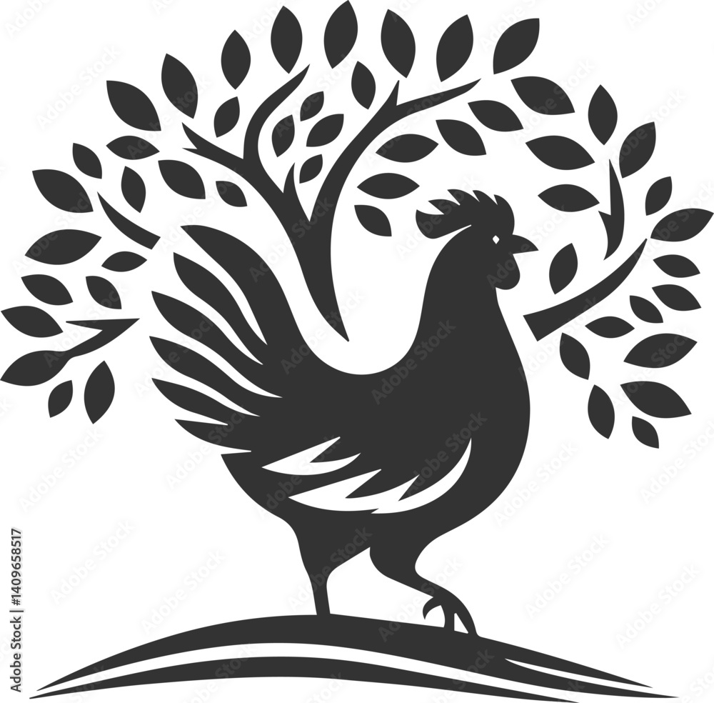 Fototapeta premium Hen in forest vector silhouette