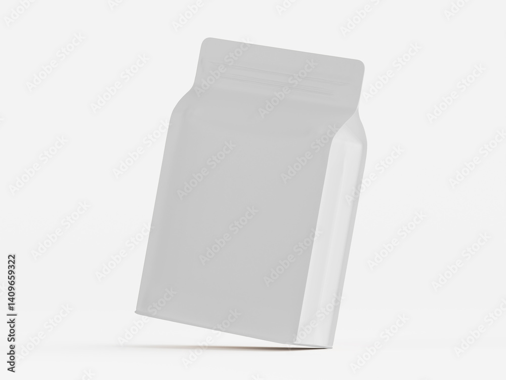 Coffee pouch packaging white color 3D render illustration