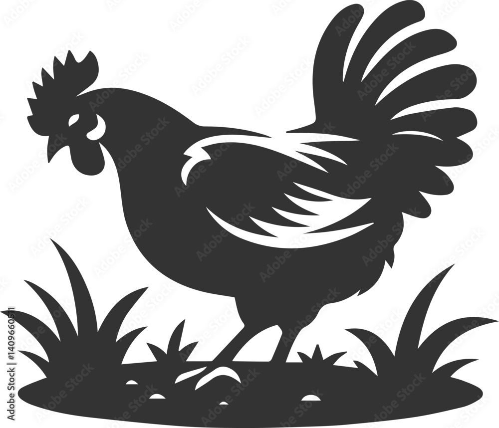 Fototapeta premium Hen in forest vector silhouette