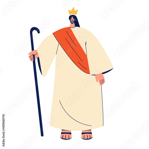Christianity concept design. Jesus Christ- religious christianity figure. Flat vector illustration isolated on white background