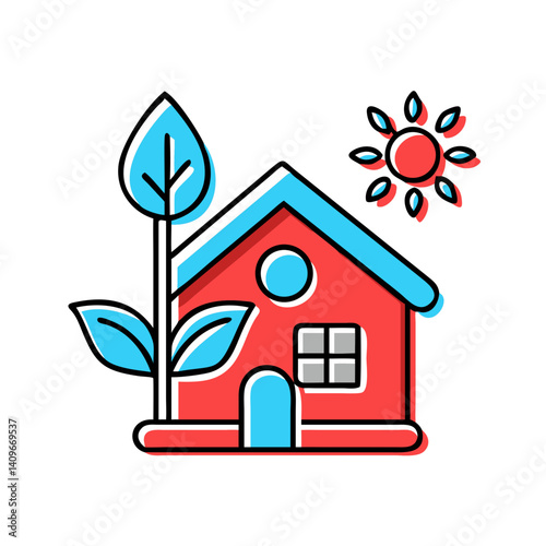 Eco house with tree – sustainable lifestyle