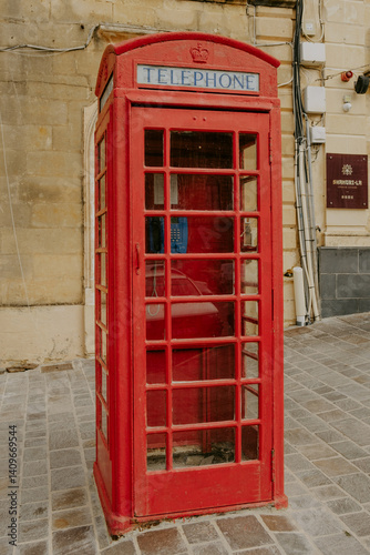 Vintage red telephone box Malta