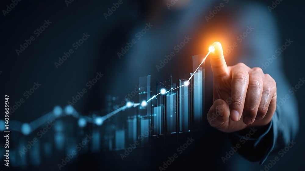 Businessman Presenting Financial Insights with Data Visualization