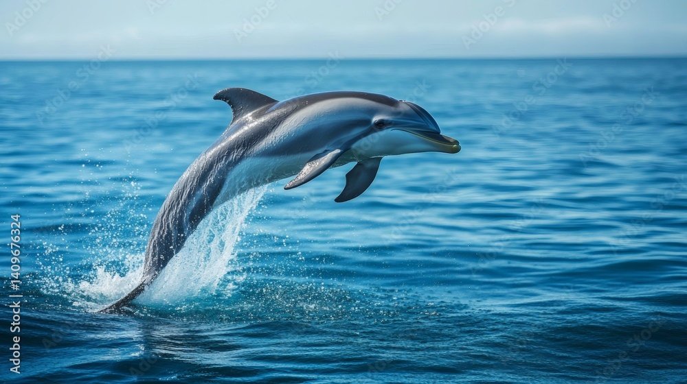 Naklejka premium Dolphin leaping ocean wildlife marine mammal