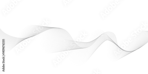 Abstract grey, white smooth element swoosh speed wave modern stream background. Wave with lines created using blend tool. Abstract frequency sound wave lines and twisted curve lines background.	