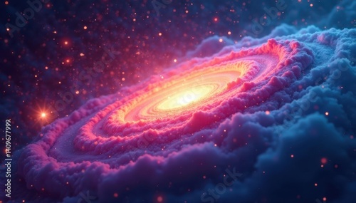 Swirling nebula of vibrant hues, dynamic energy , texture, illustration, energy