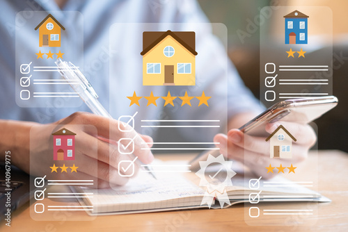 House investment property search home real estate sale business choice buy magnifying glass concept