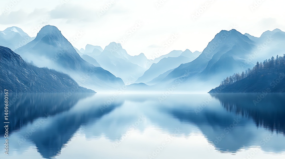 Bold horizon art with fjords high resolution wallpaper