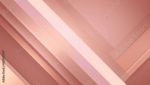Elegant Rose Gold Abstract Background with Diagonal Lines and Soft Gradients