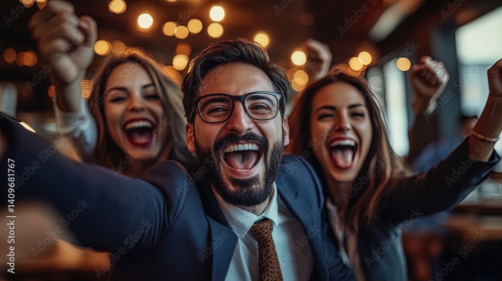 Ecstatic Business Team Celebrating Success Ecstatic Business Team Celebrating Success