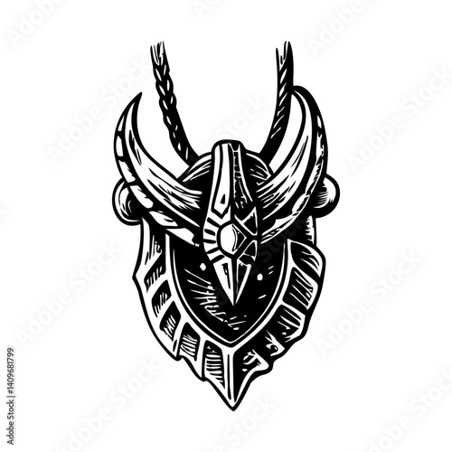 A vintage style illustration of a viking amulet