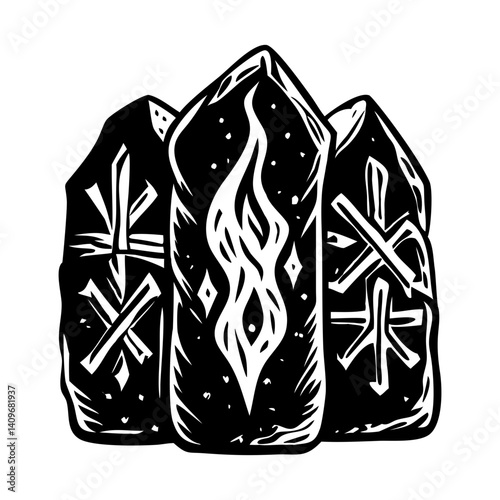 A vintage style illustration of viking runes