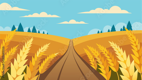 As far as the eye could see the wheat field was plagued by shriveled discolored grains.. Vector illustration