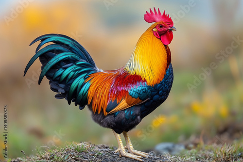 Colorful Rooster with Vibrant Feathers