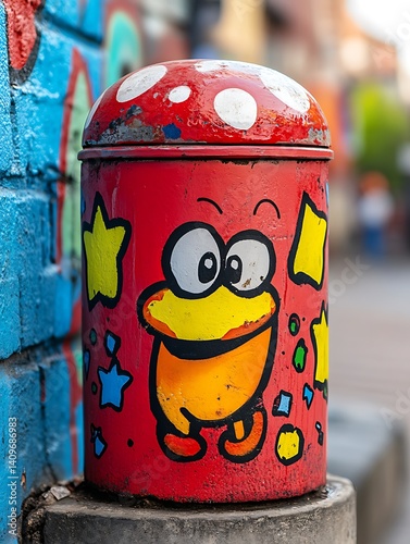 Graffiti Trash Can City Street Art