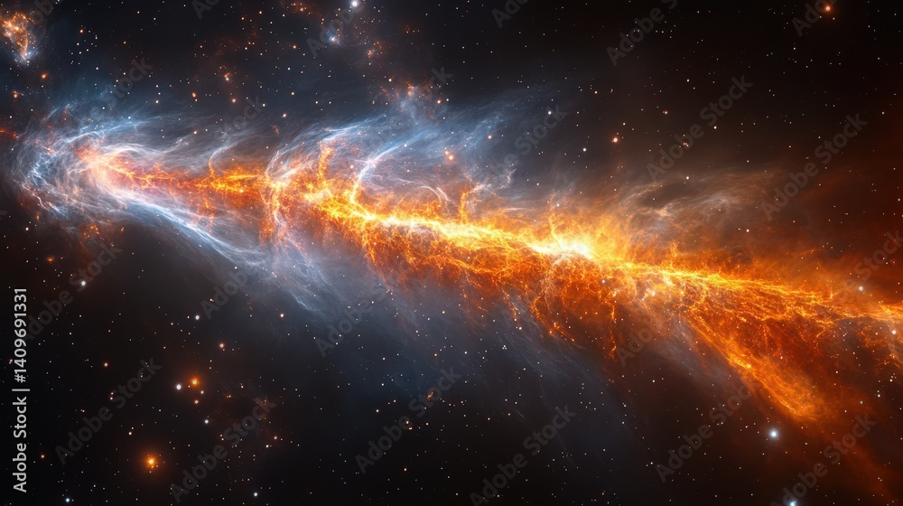 Fototapeta premium Stellar formation featuring vibrant clouds in deep cosmic space landscape