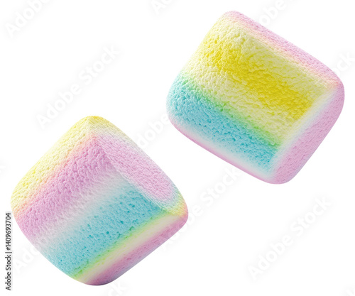 PNG Two pastel-colored rainbow marshmallows background floating isolated.