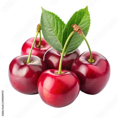 Wallpaper Mural red cherries isolated on white background PNG,AI GENERATED Torontodigital.ca