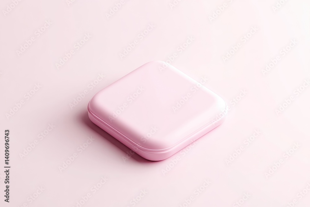 Empty, square, pastel pink, storage container Empty, square, pastel pink, storage container
