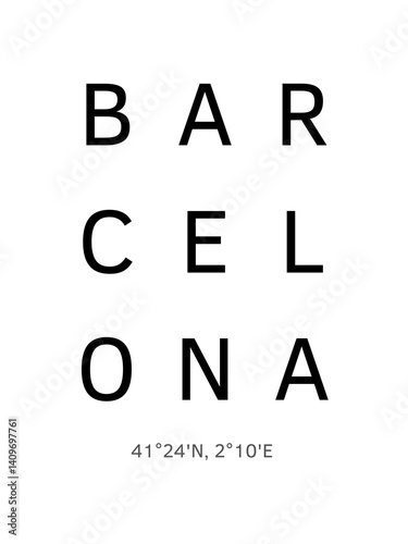 Photography Stadtname Barcelona und seine Koordinaten
