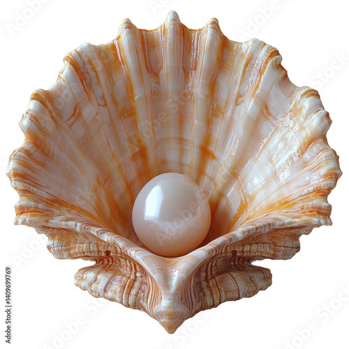 white shell open without a white pearl isolated on transparent background. PNG