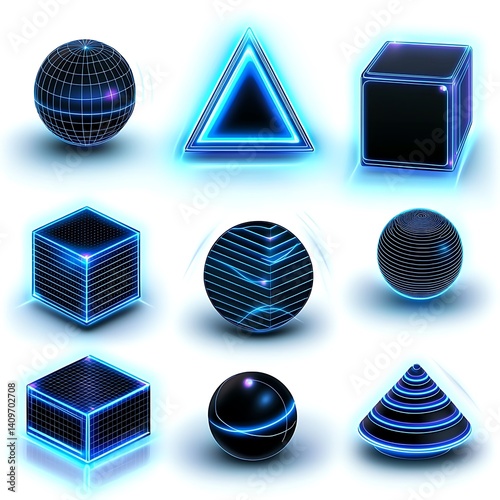 Geometric Shapes with Glowing Edges