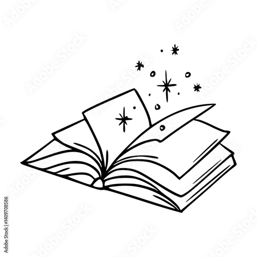 mystical book with shining light