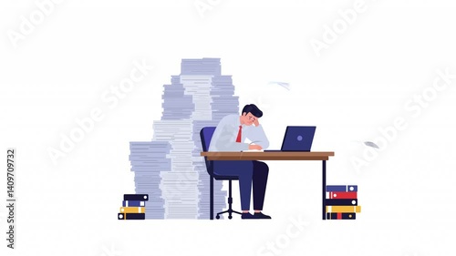 A man Financial, job security and Debt Problems   struggling a sad Animation.